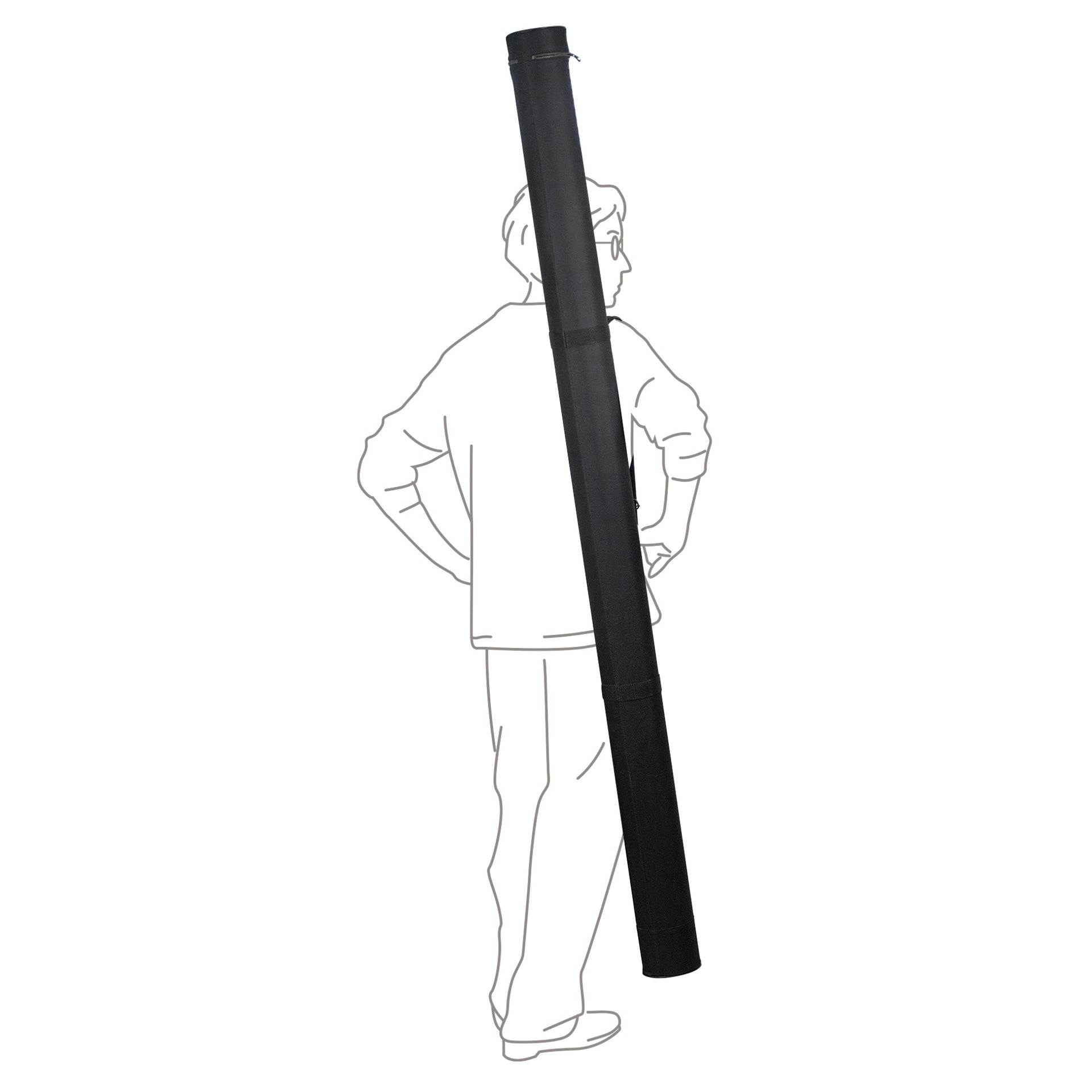 専用ハードケースに収納したBi Rod 6C-7500+専用三脚セットを肩掛けで持ち運ぶイメージイラスト